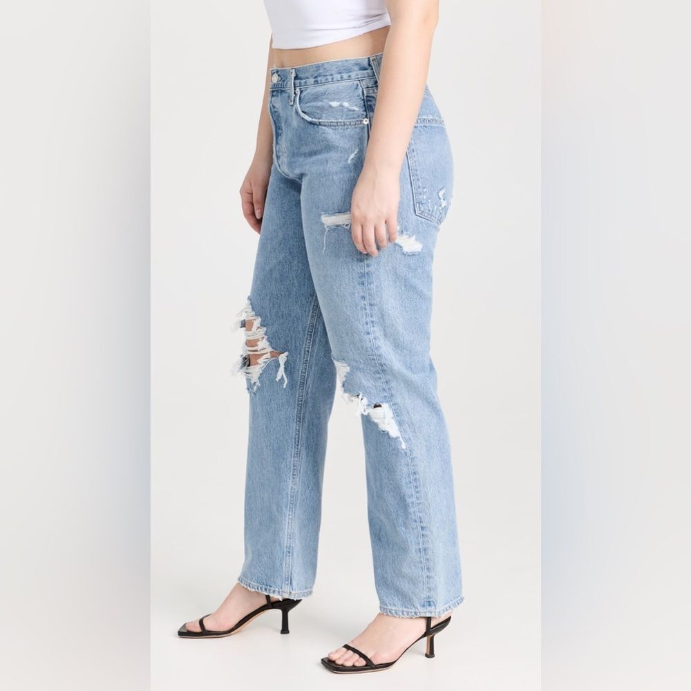 Agolde 90’s Mid Rise Loose Fit Distressed Denim Jeans Size 23 - Picture 2 of 16